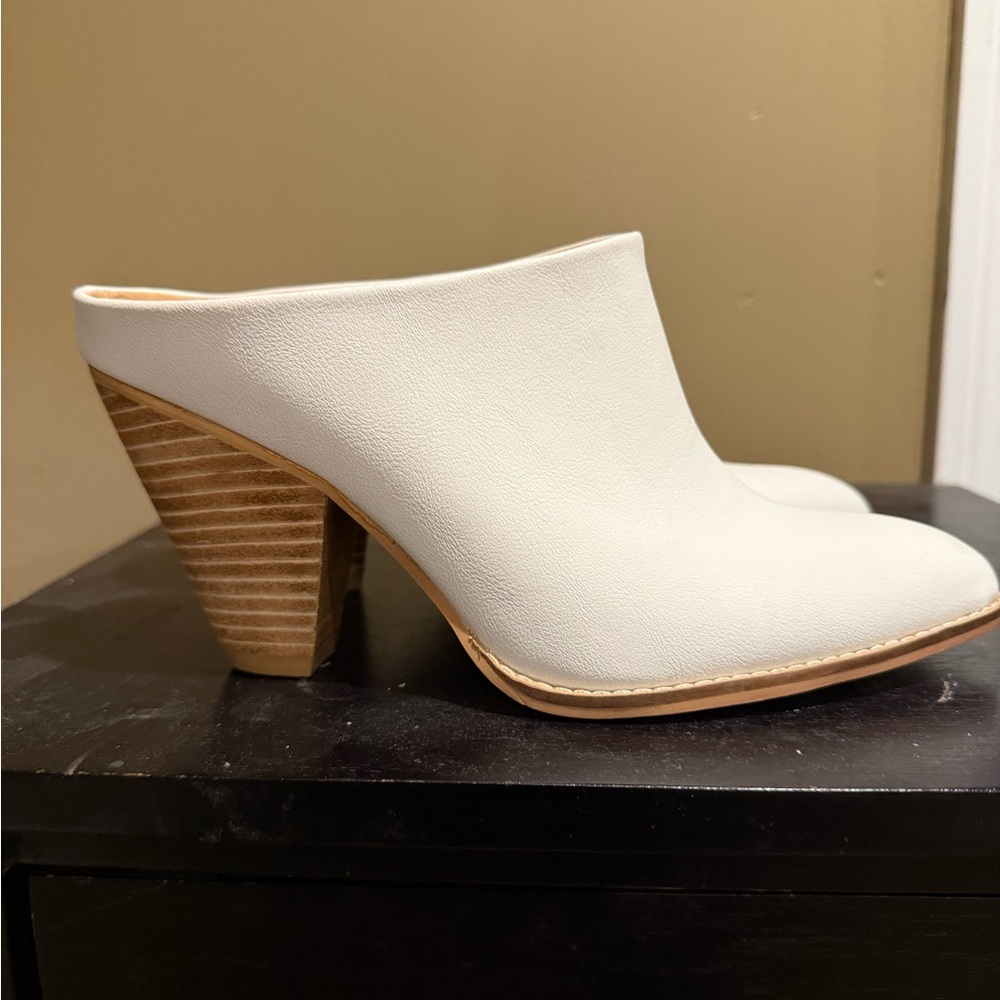 White Leather Mules